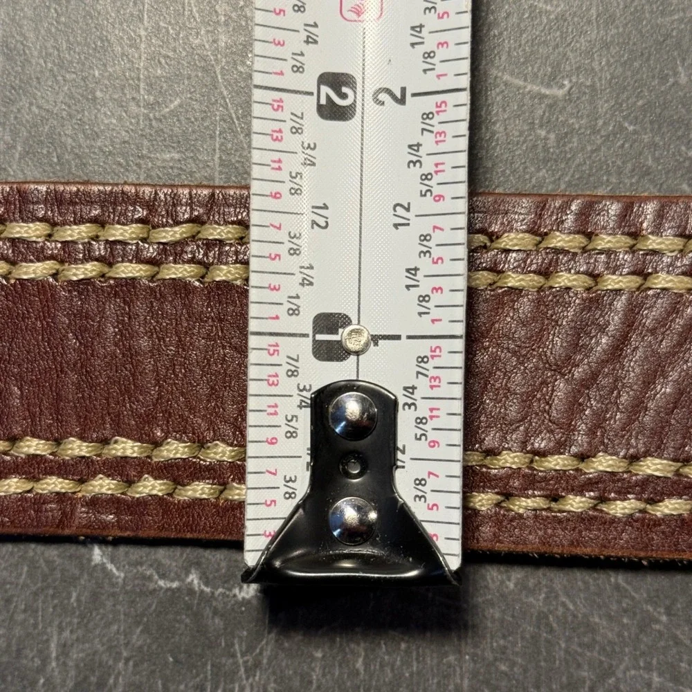 Mens‎ Toneka Leather Belt | Size 34 | Brown Triple Stitch Casual Workwear